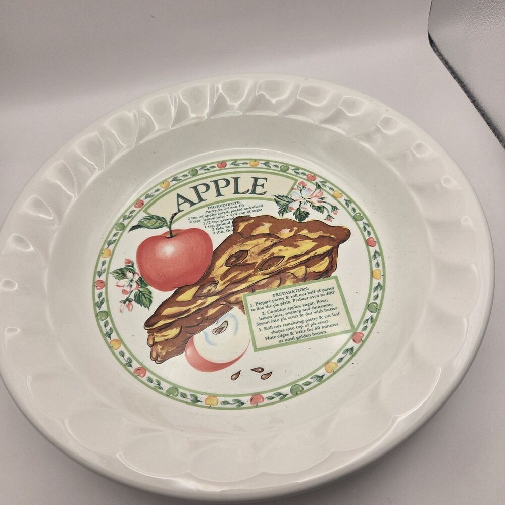 Vintage Ceramic Pan Plate Golden Pie Collection Himark apple pie recipe EUC
